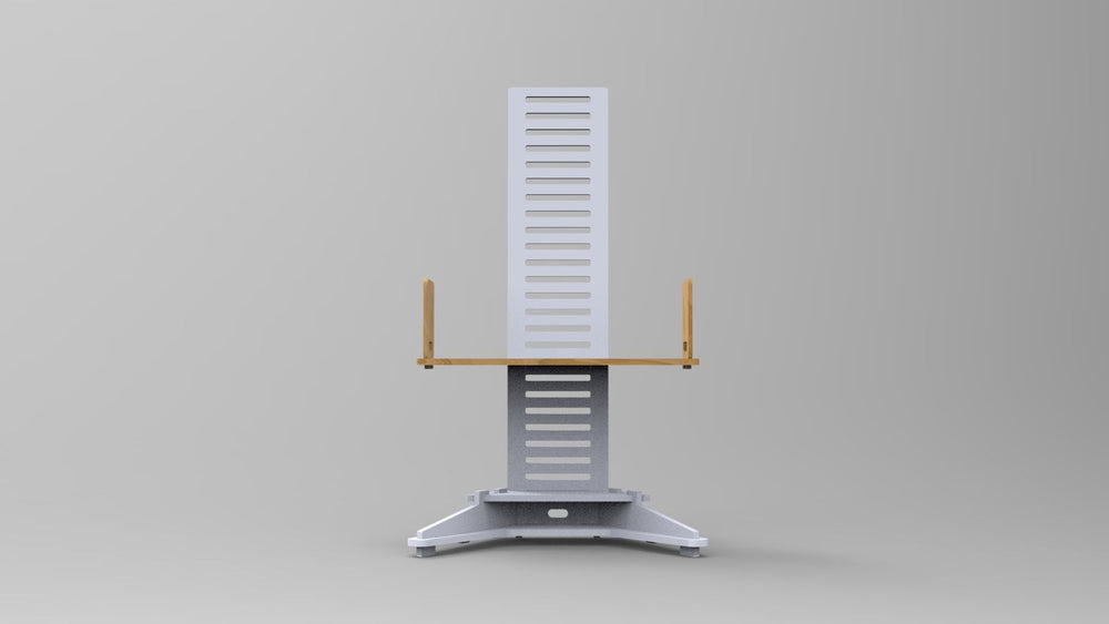 The Desk star lap desk showing front view attached as a shelf with bookends